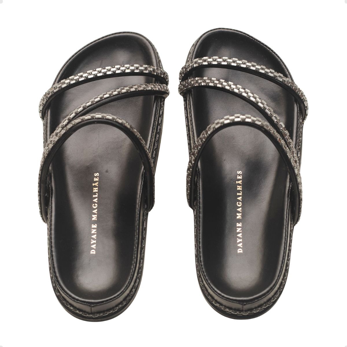 Tamanco Papete Celeste Dayane Magalhães Strass Preto Preto 3