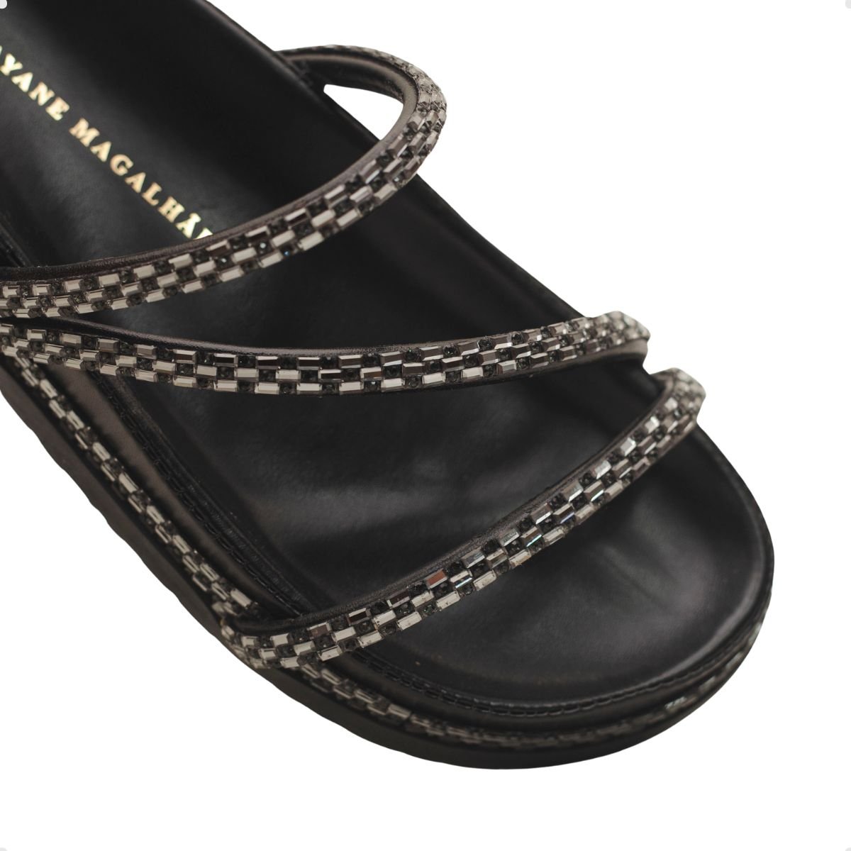 Tamanco Papete Celeste Dayane Magalhães Strass Preto Preto 4