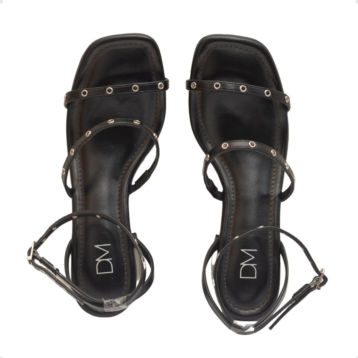 Sandália Salto Bloco Aura Dayane Magalhães Perfuros Preta Preto 3