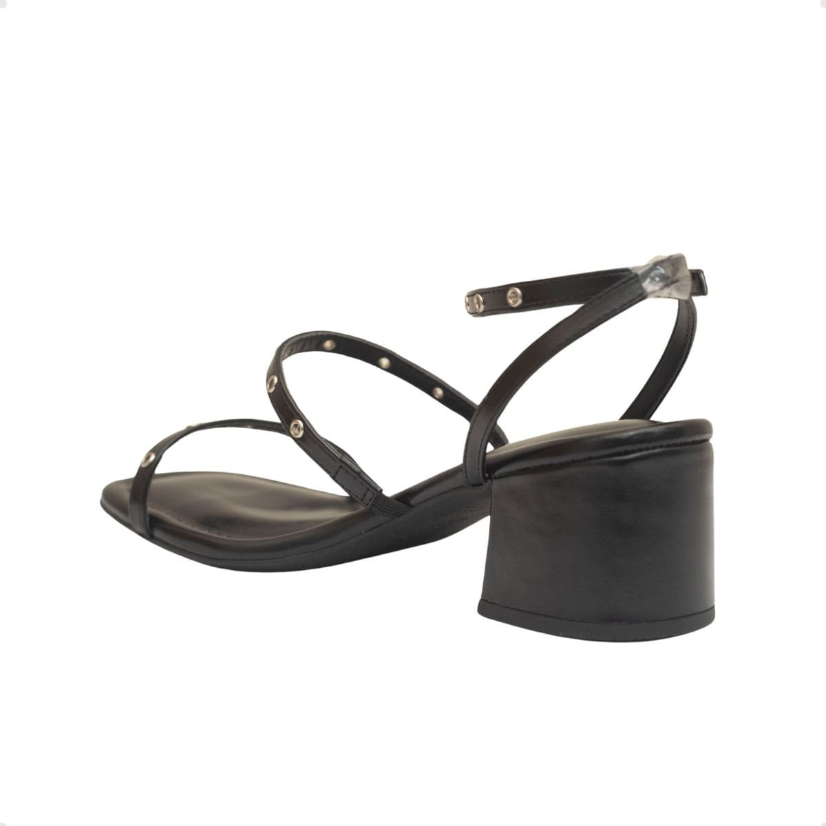 Sandália Salto Bloco Aura Dayane Magalhães Perfuros Preta Preto 5