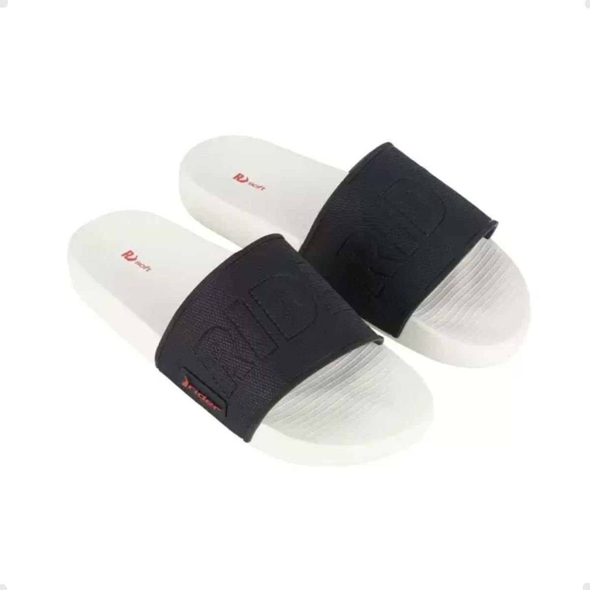 Chinelo Masculino Slide Rider Grid Branco Preto 2