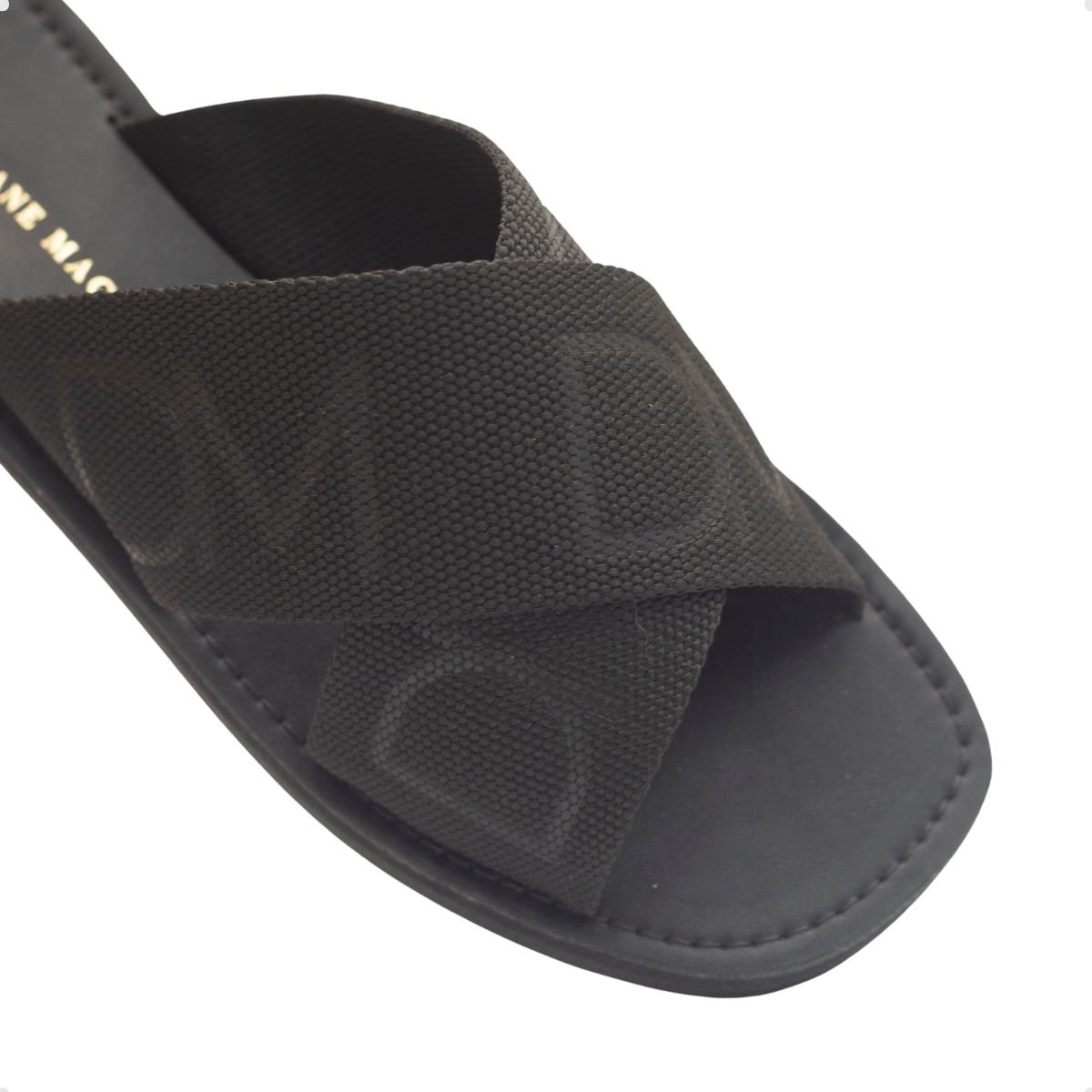 Tamanco Rasteiro Cruzado Dayane Magalhães Celeste Preto Preto 4