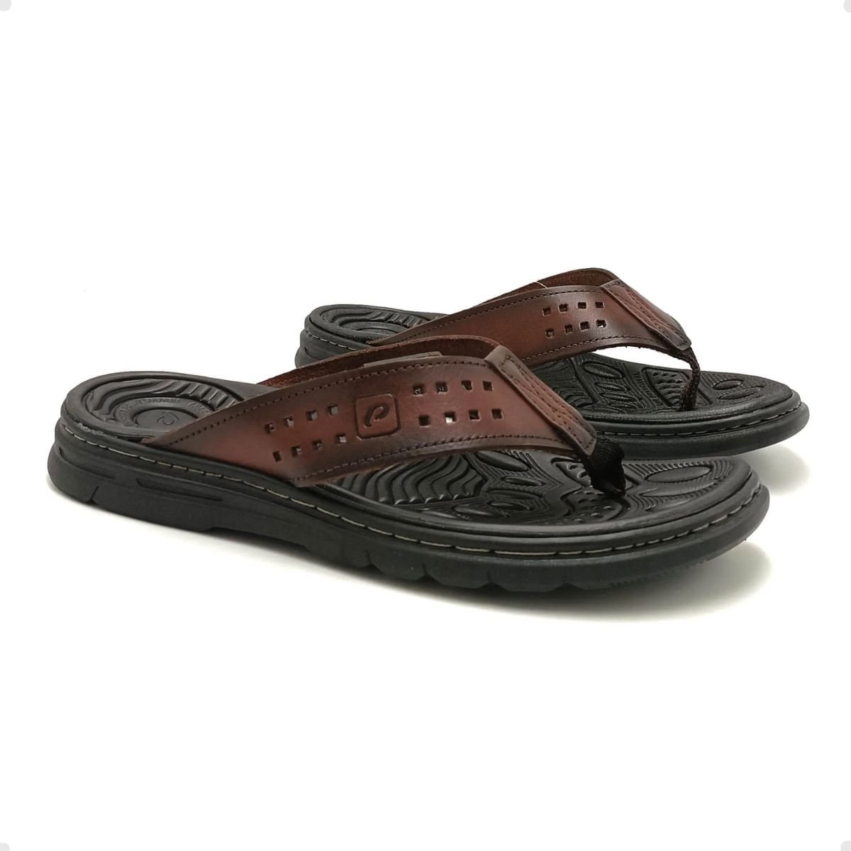 Chinelo Masculino Dedo Pegada Pinhão Marrom 3