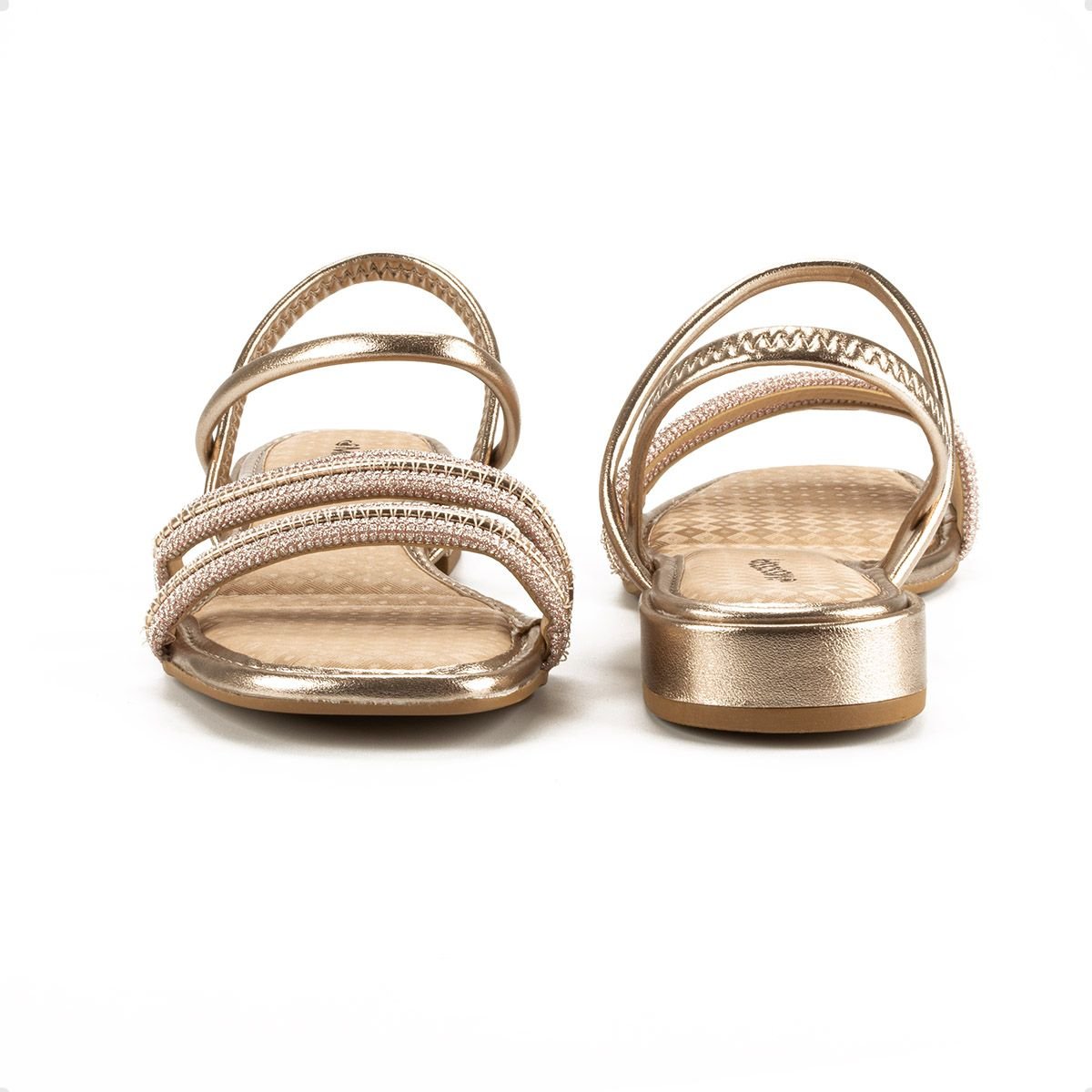 Sandália Feminina Salto Baixo Mississipi Nude Dourado 5
