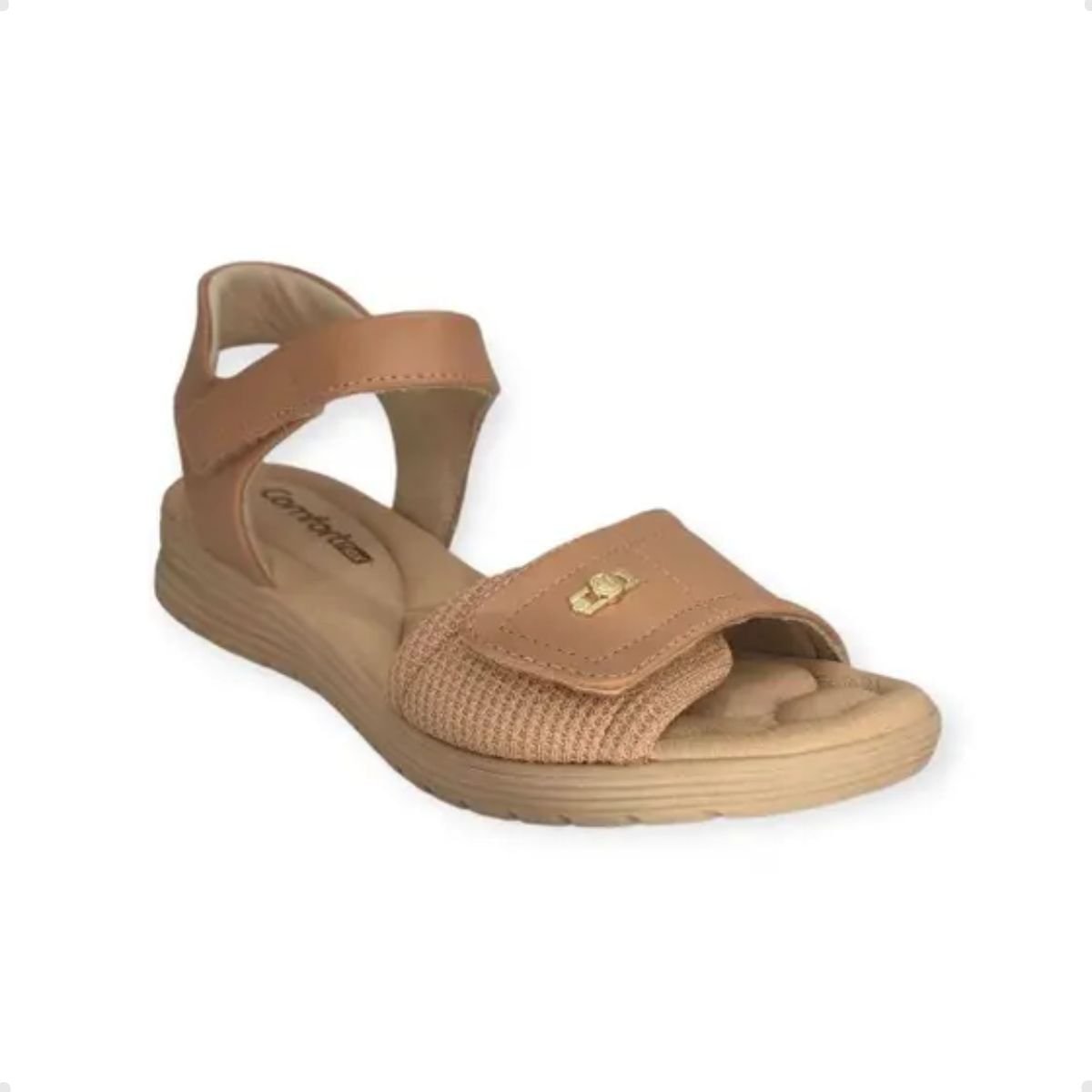 Sandália Feminina Anabela Comfortflex Nude Bege 1