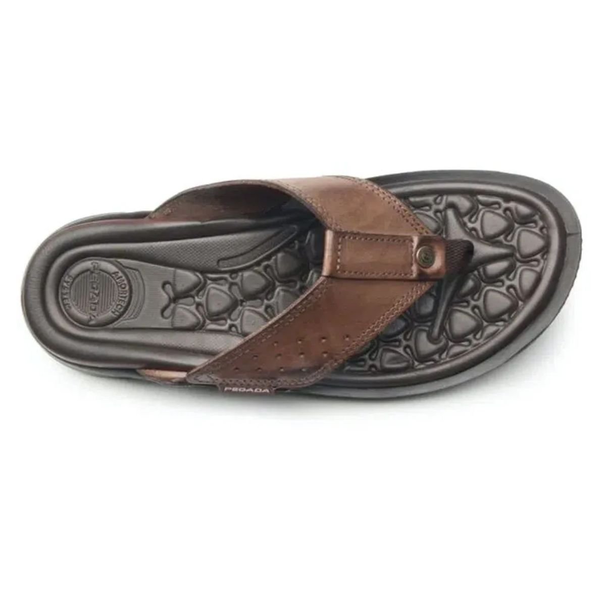 Chinelo Masculino Em Couro Dedo Pegada Marrom Marrom 2