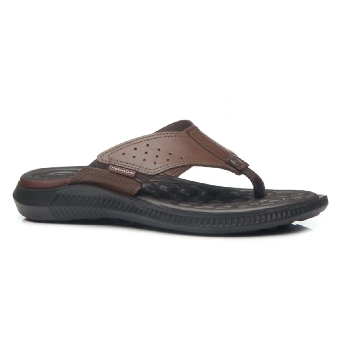 Chinelo Masculino Em Couro Dedo Pegada Marrom Marrom 4