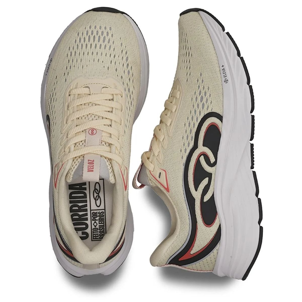 Tênis Running Feminino Olympikus Veloz 3 Creme Bege 3