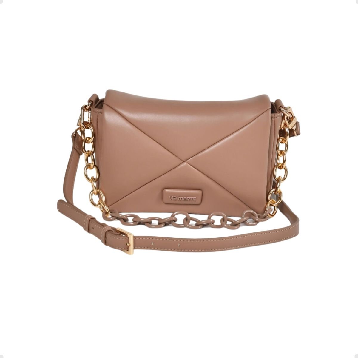 Bolsa Feminina Tiracolo Matelassê Via Marte Bege Bege 1