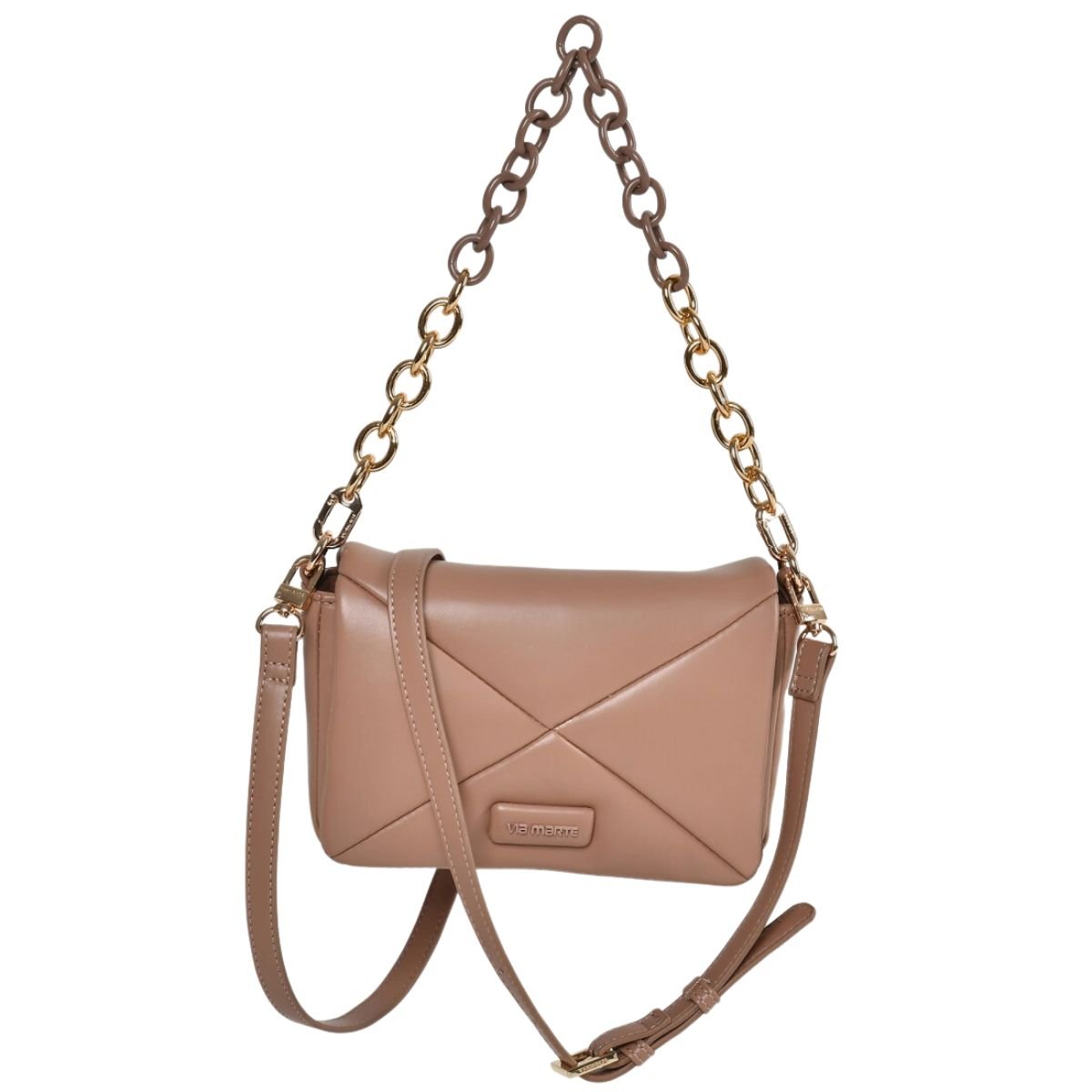 Bolsa Feminina Tiracolo Matelassê Via Marte Bege Bege 3