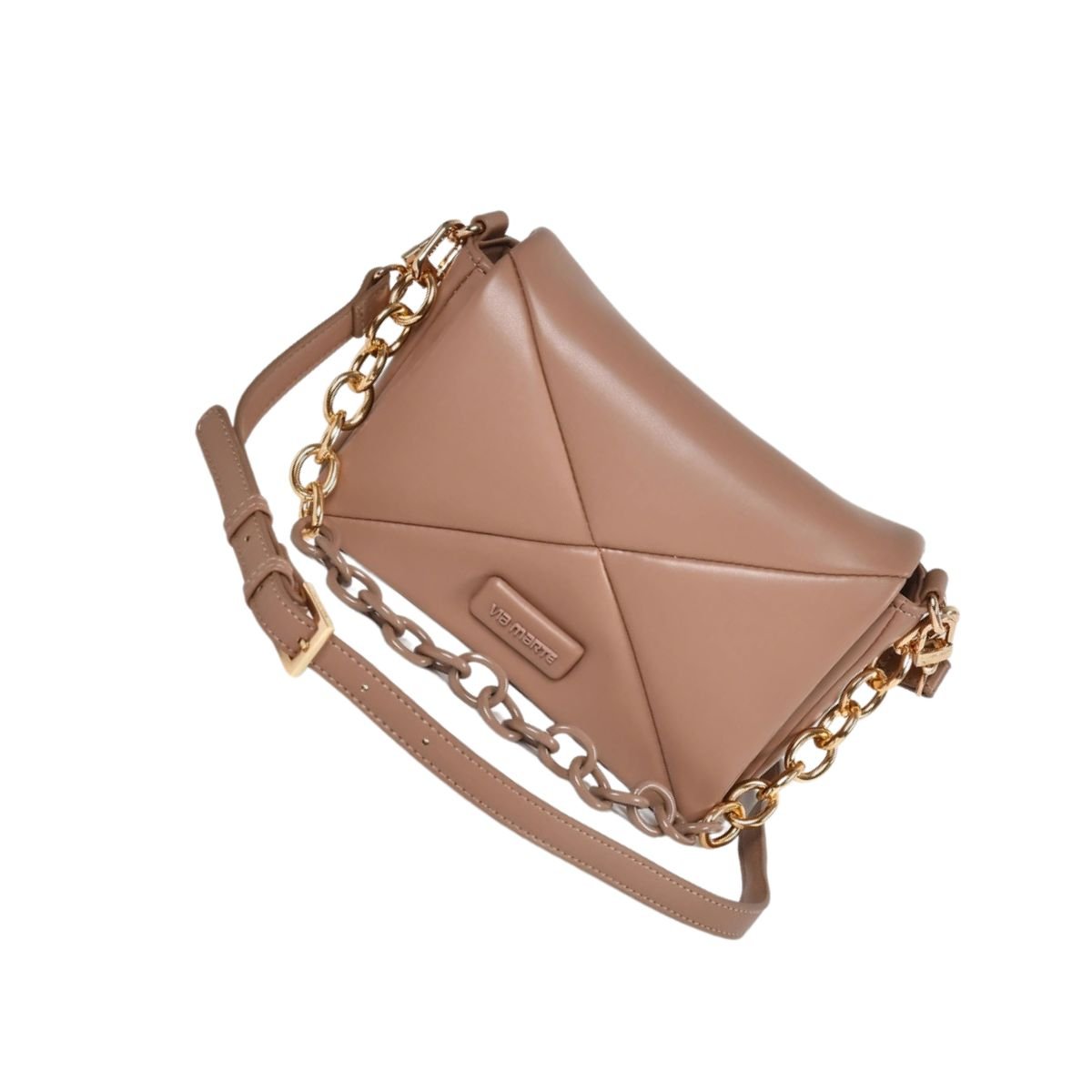 Bolsa Feminina Tiracolo Matelassê Via Marte Bege Bege 5