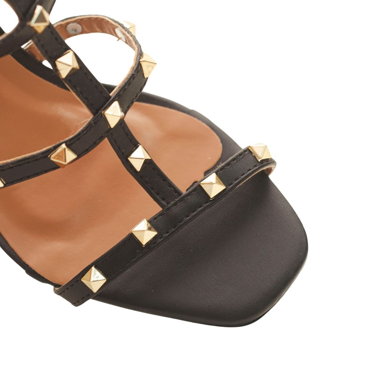 Sandália Salto Alto Bloco Aura Dayane Magalhães Spike Preta Preto 4