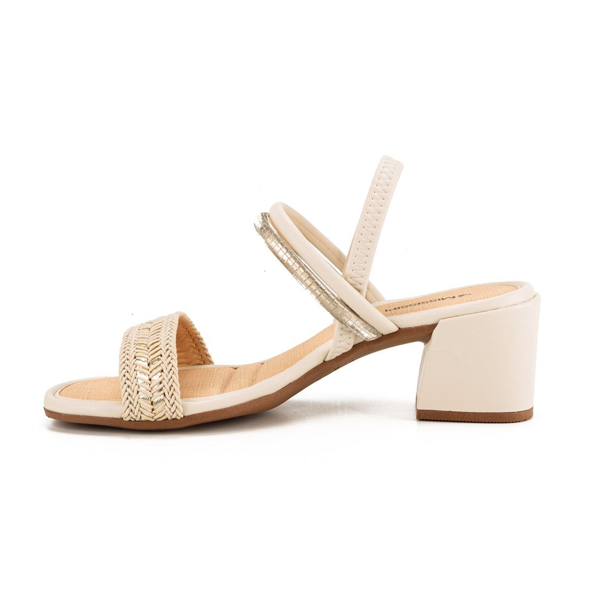 Sandália Feminina Salto Médio Grosso Mississipi Bege Bege 3