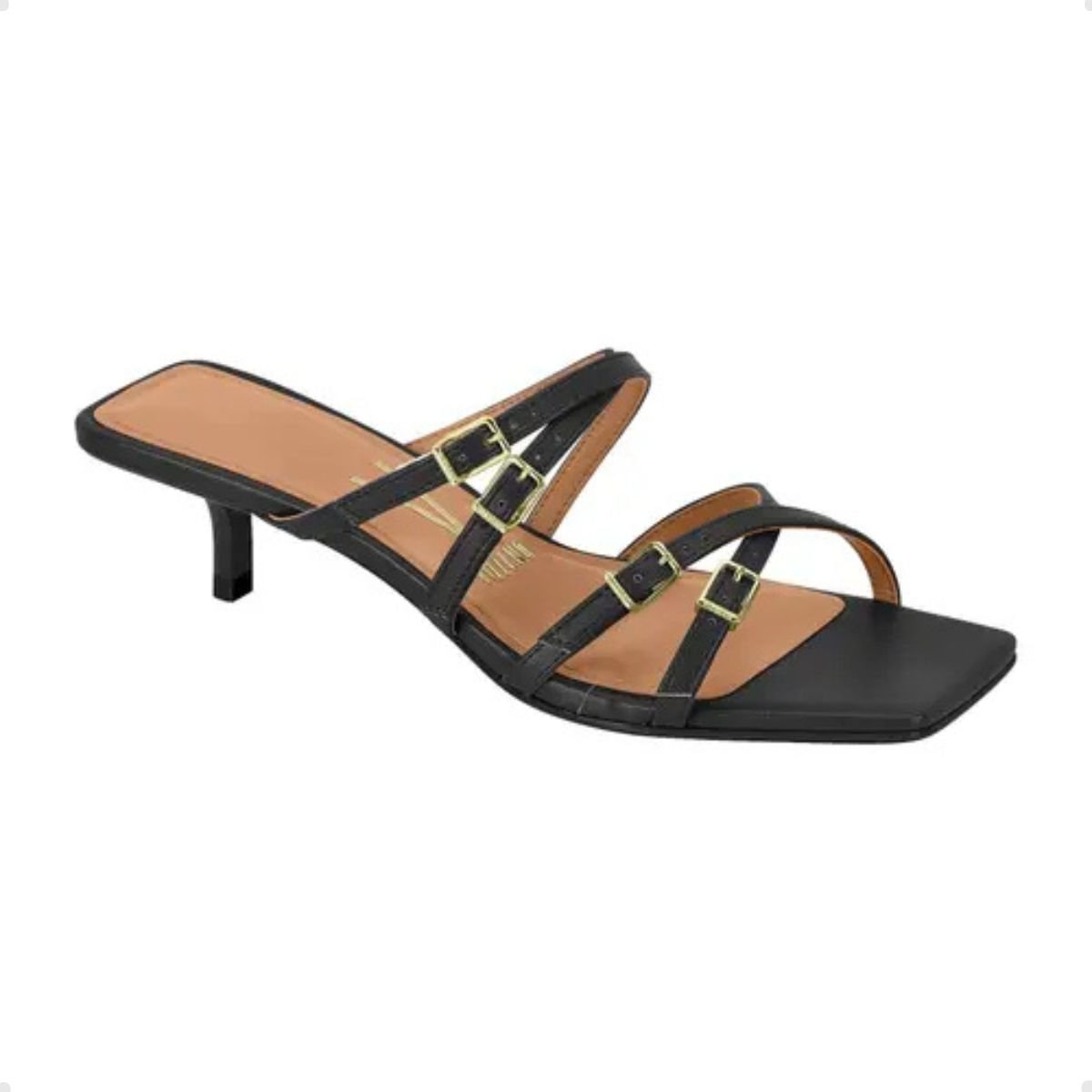 Tamanco Feminino Salto Baixo Vizzano Preto Preto 2