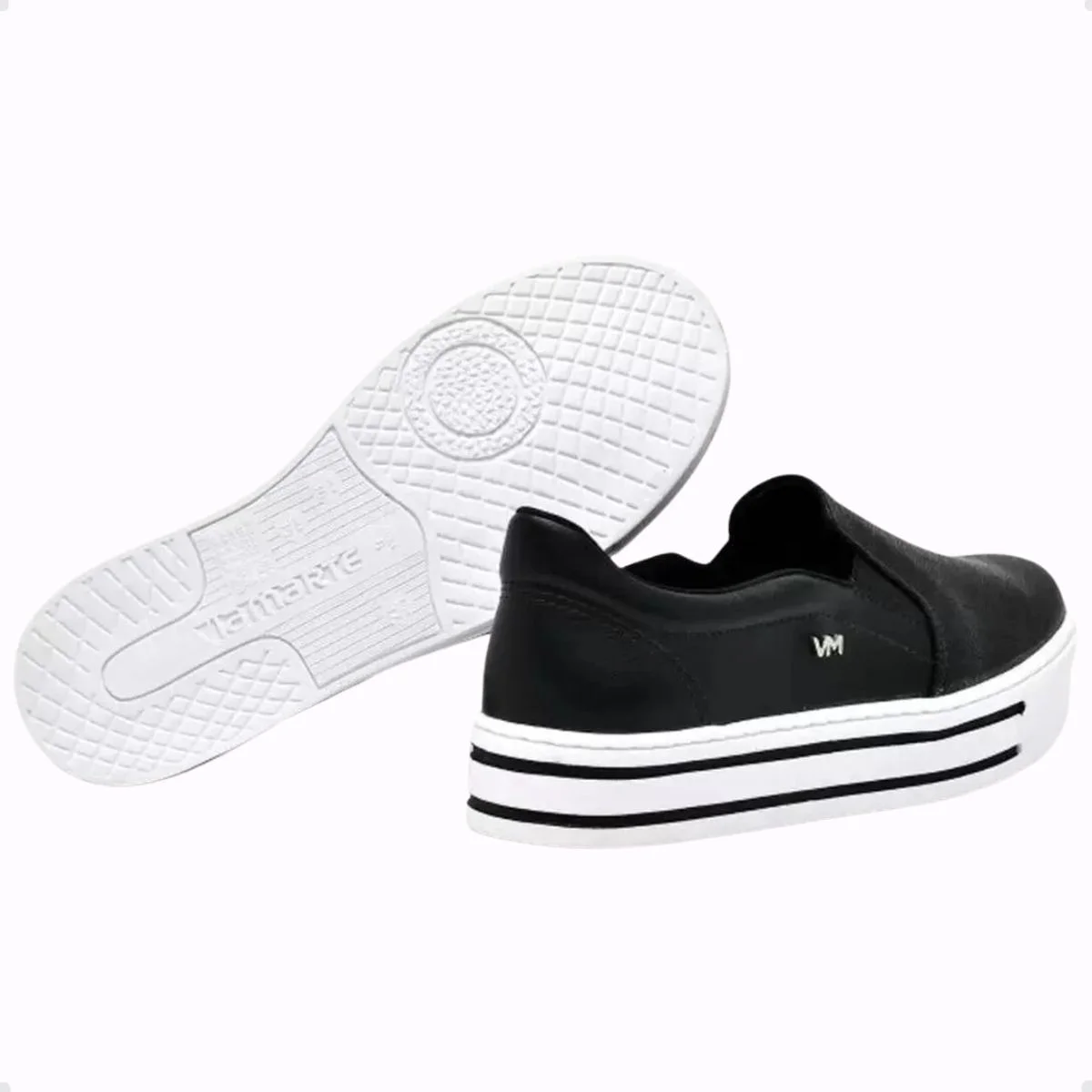 Tênis Moda Feminino Via Marte Slip On Preto Preto 5