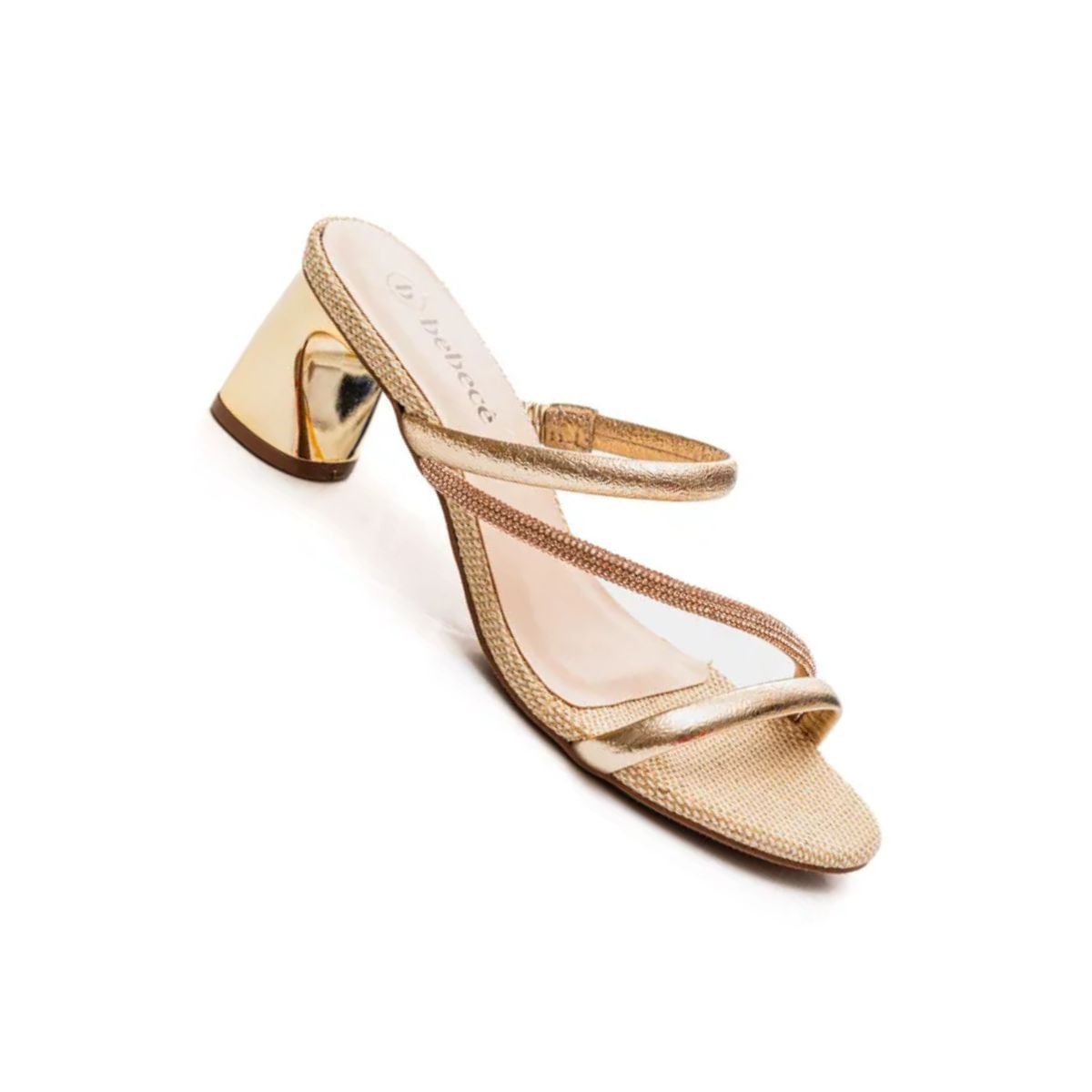 Tamanco Feminino Salto Médio Grosso Bebecê Dourado Dourado 5