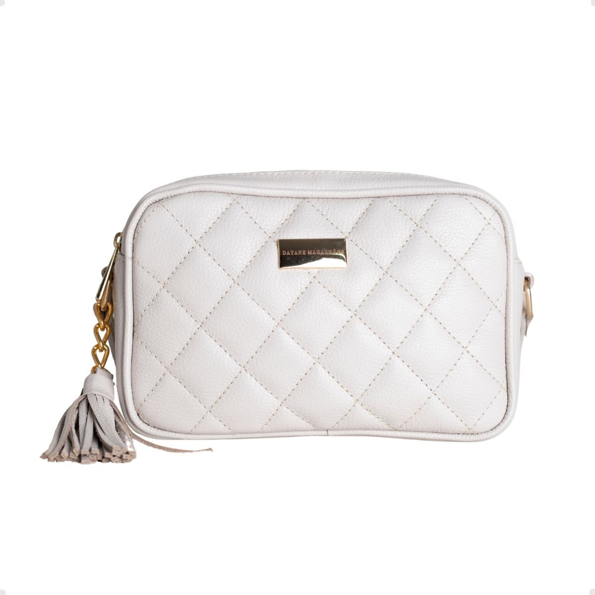 Bolsa Transversal Dayane Magalhães Matelassê Off White Branco 1