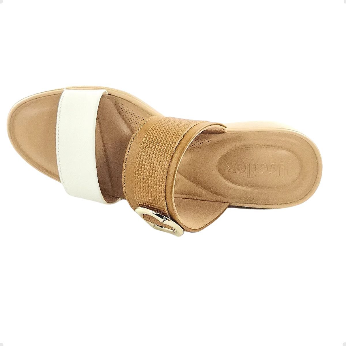 Tamanco Femiinino Anabela Usaflex Marfim Bege 2