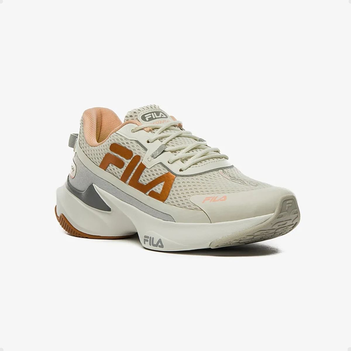 Tênis Running Feminino Fila Recovery Branco Cinza/Bronze 2