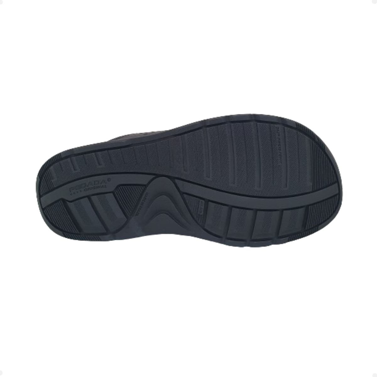 Chinelo Masculino Slide Em Couro Pegada Preto Preto 2