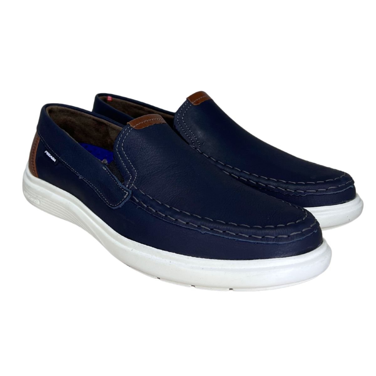 Mocassim Masculino Em Couro Pegada Azul Azul 5