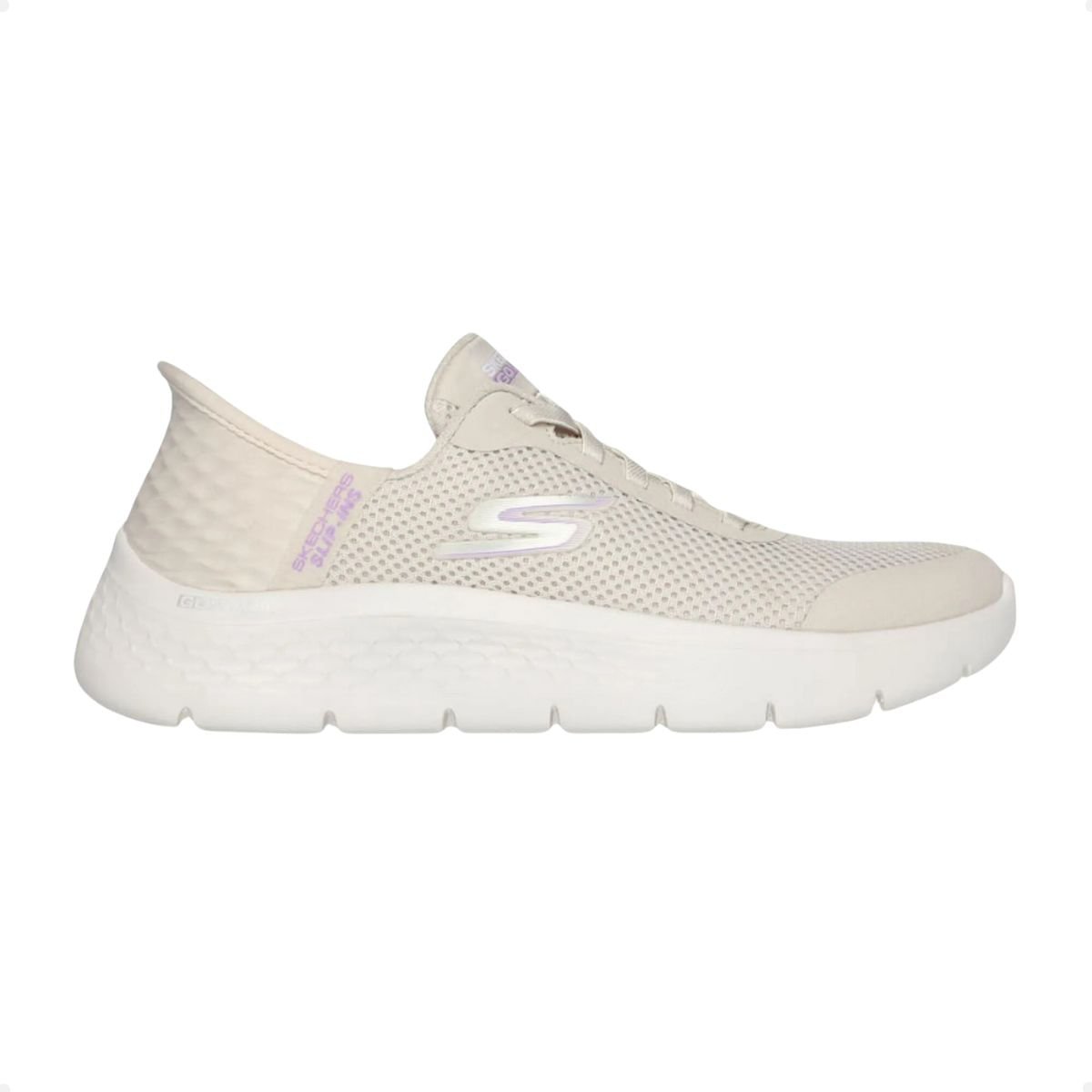Tenis Running Fem Skechers Go Walk Flex - Grand Entry 124836- Bege 1