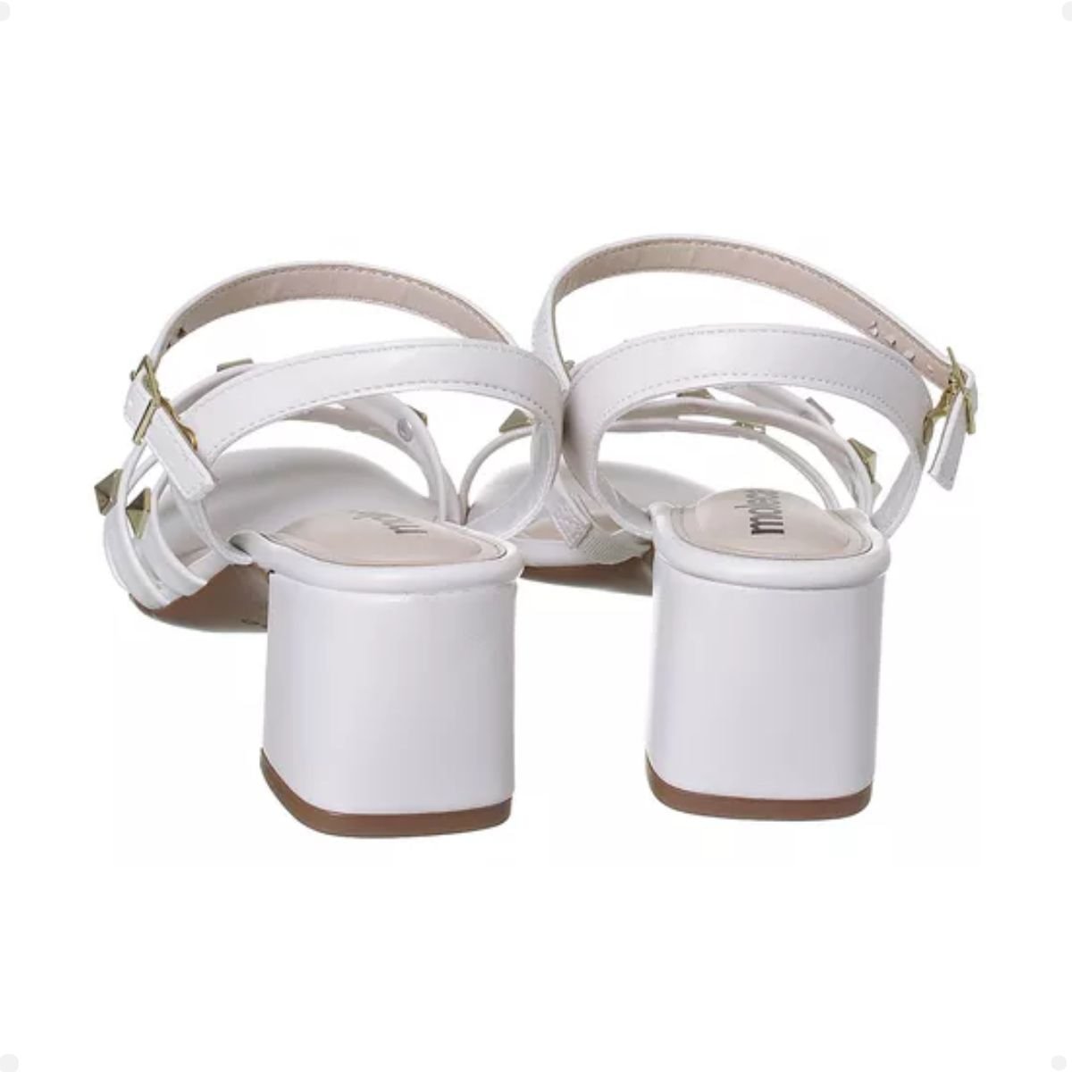 Sandália Feminina Salto Meédio Grosso Moleca Branca Branco 4