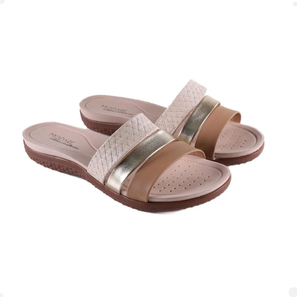 Tamanco Feminino Anabela Modare Bege Rosa 2