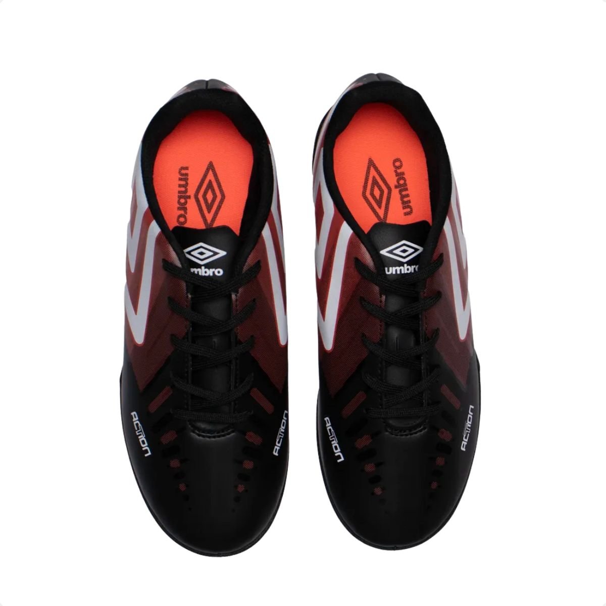 Chuteira Society Masculina Umbro Action Preta Preto/Vermelho/Branco 3