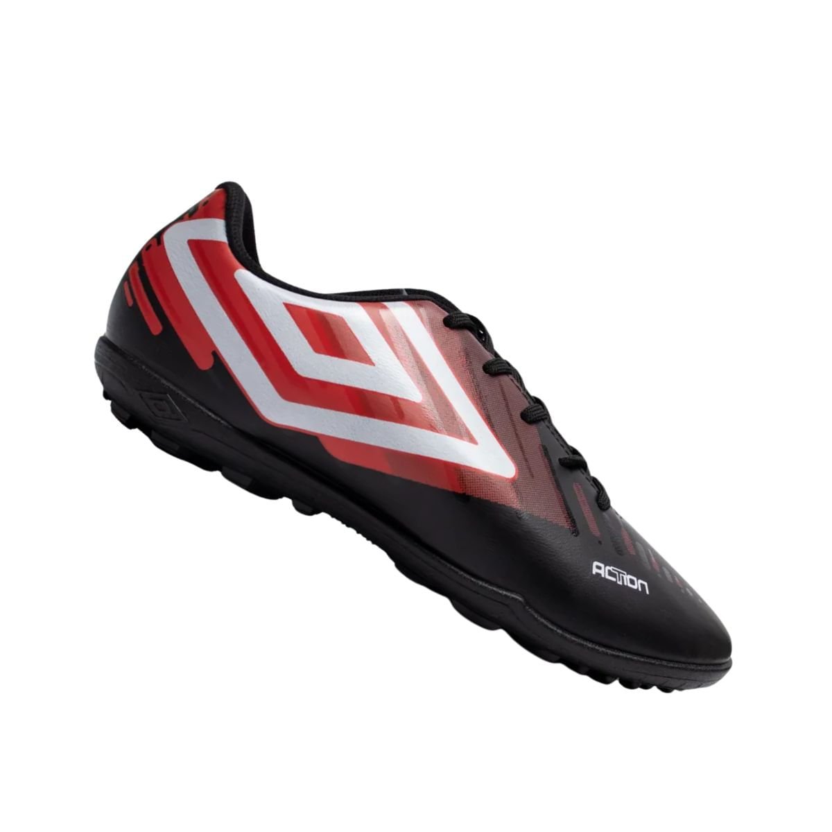 Chuteira Society Masculina Umbro Action Preta Preto/Vermelho/Branco 6
