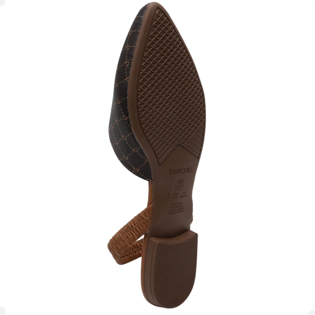 Sapatilha Slingback Beira Rio Monograma Café Preto 3