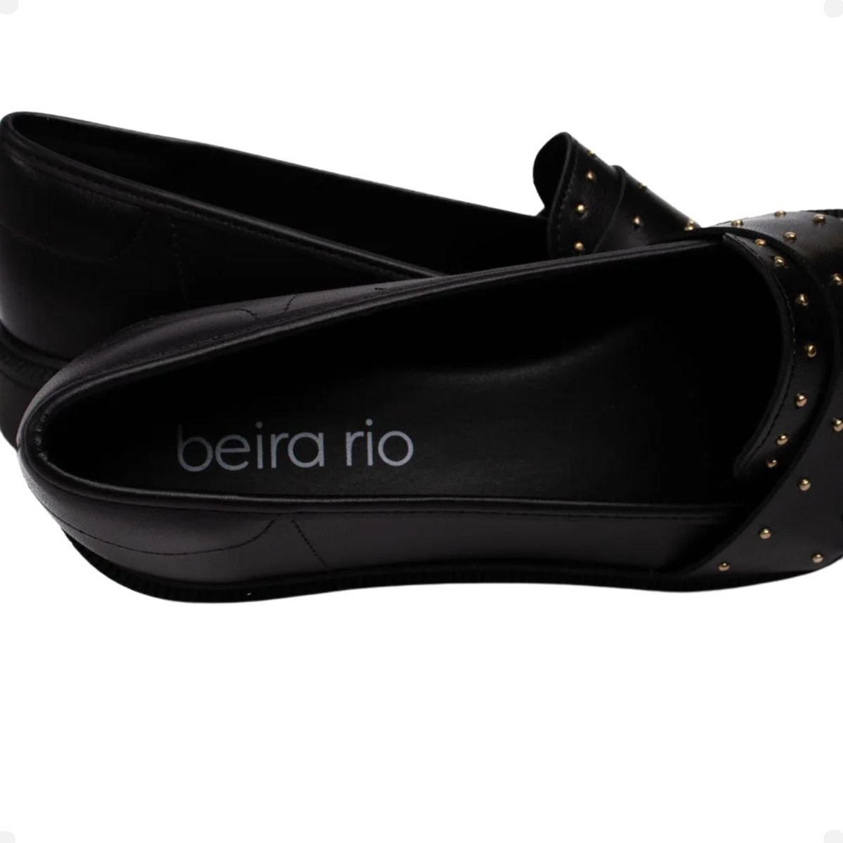 Sapato Mocassim Feminino Com Aplicações Metalizadas Preto Beira Rio Preto 5