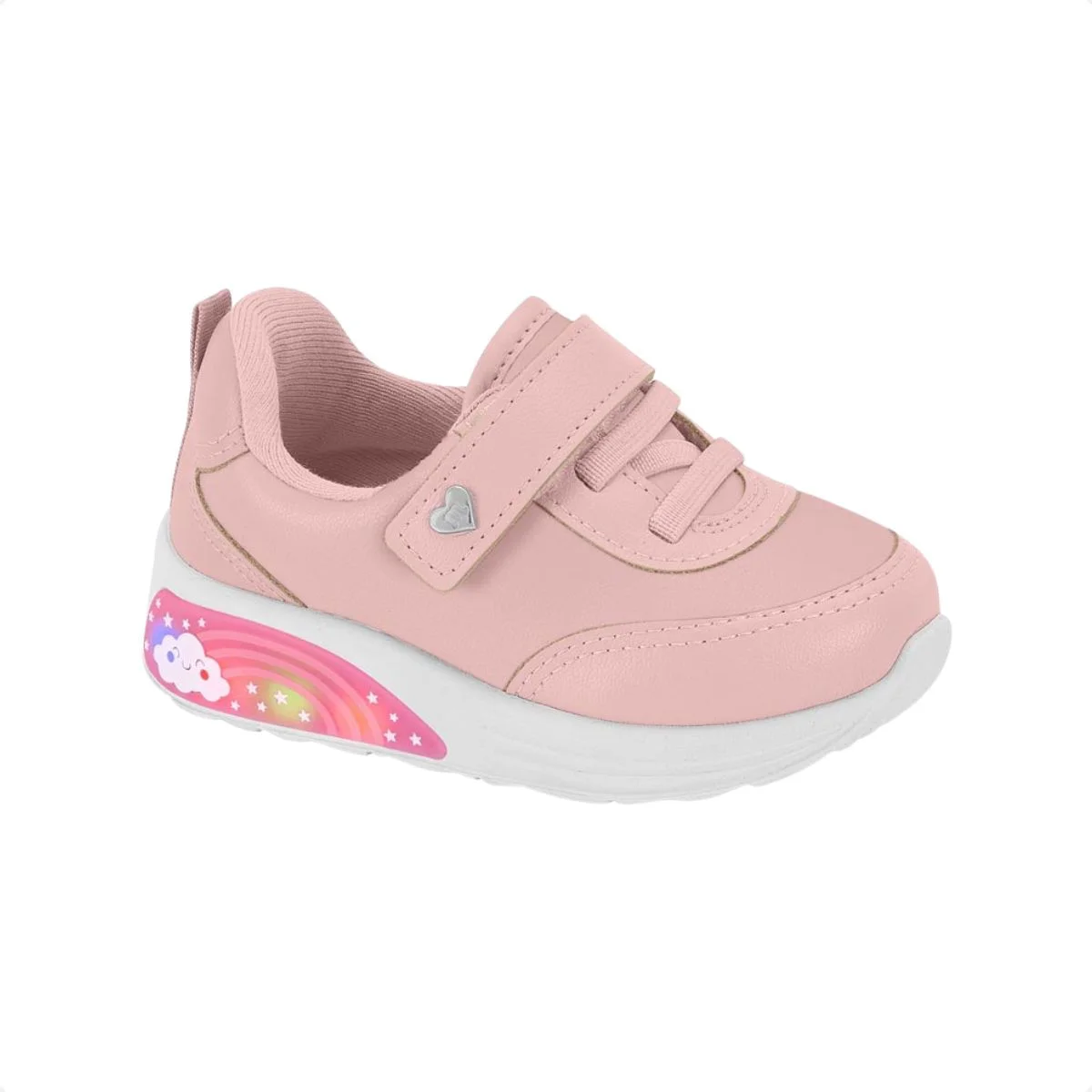 Tênis Glitter Com Detalhes Arco-Íris Molekinha Rosa
