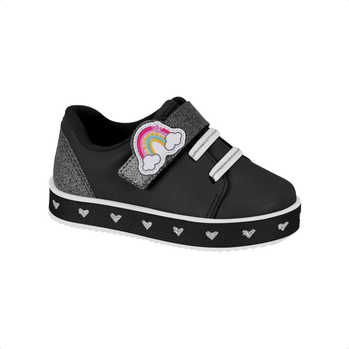 Tênis Casual Glitter  Molekinha Preto