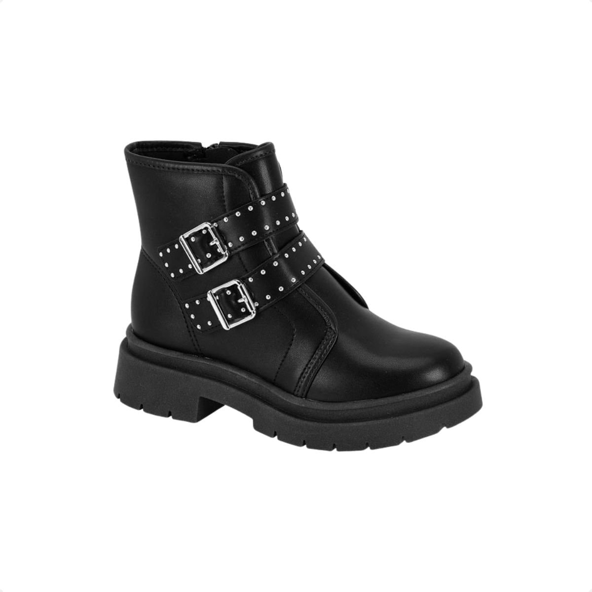 Bota Coturno Fivelas Molekinha Preta Preto 1