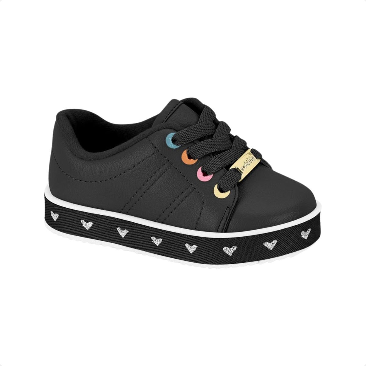 Tênis Infantil Feminino Molekinha Com Solado Decorado Preto