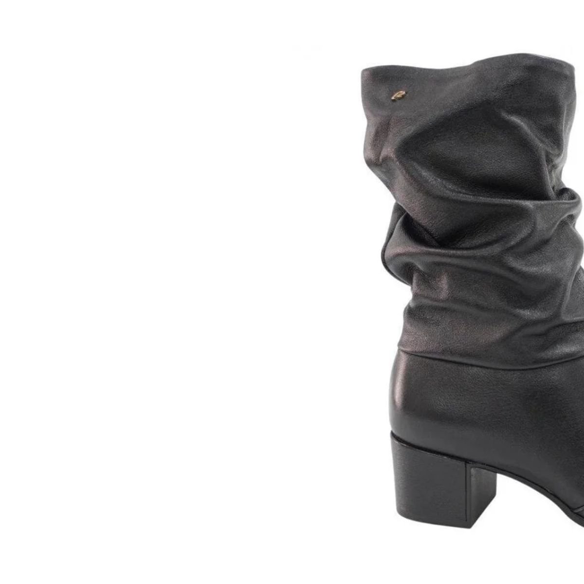 Bota Feminina Cano Médio Em Couro Pegada Preta Preto 5