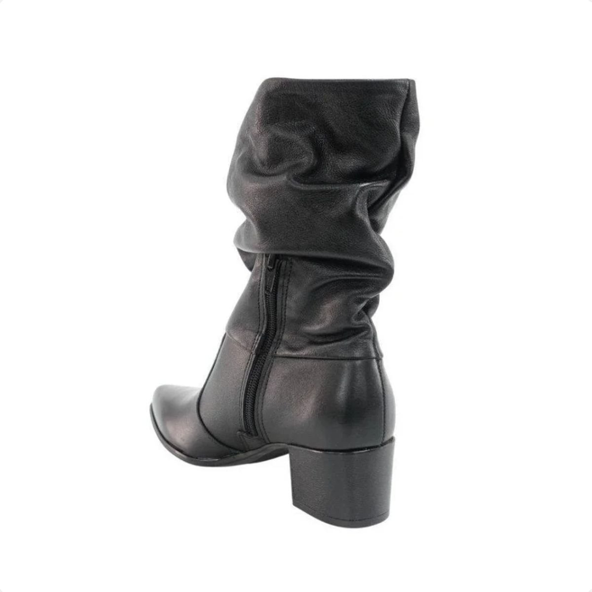 Bota Feminina Cano Médio Em Couro Pegada Preta Preto 3