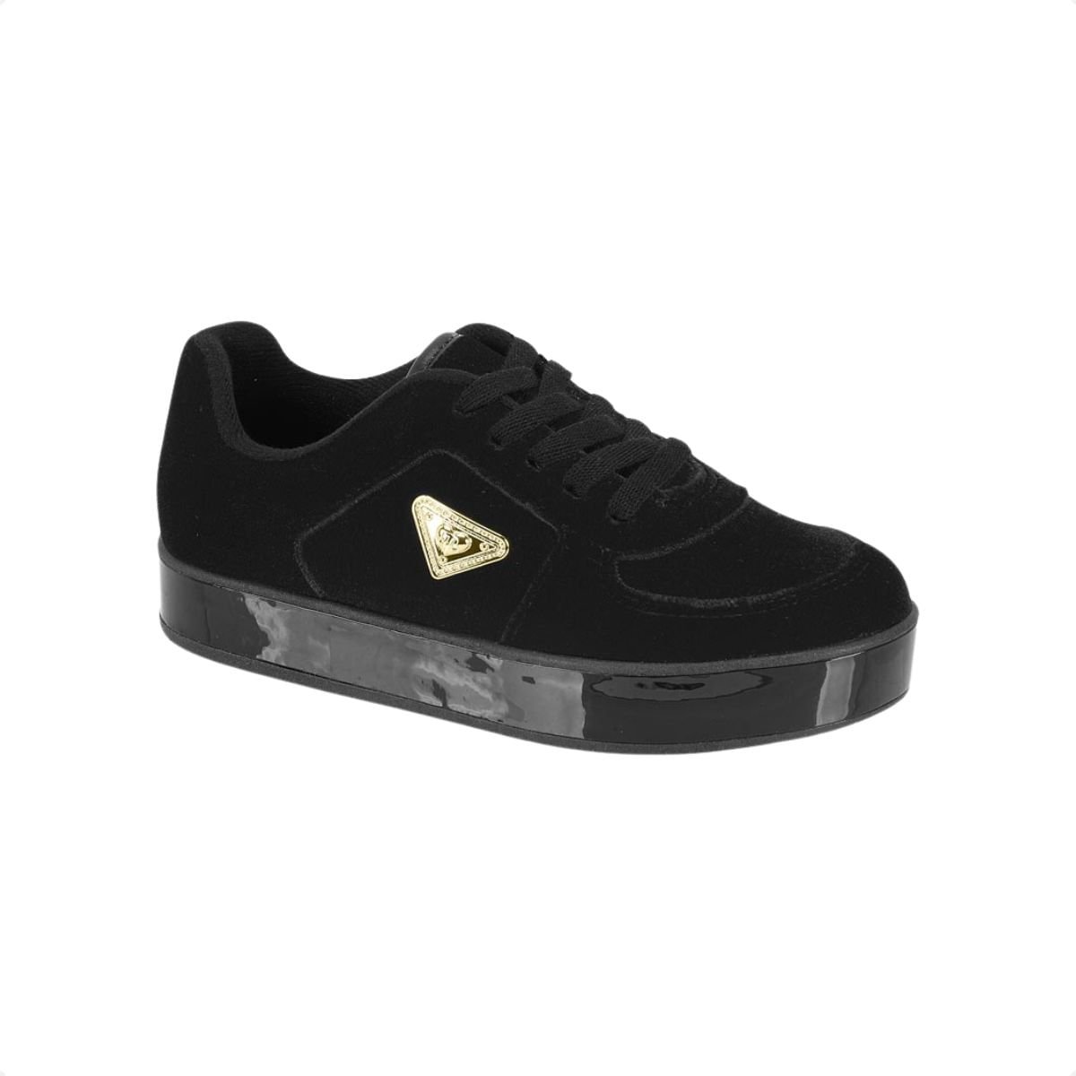Tênis Infantil Feminino Preto Com Detalhe Dourado