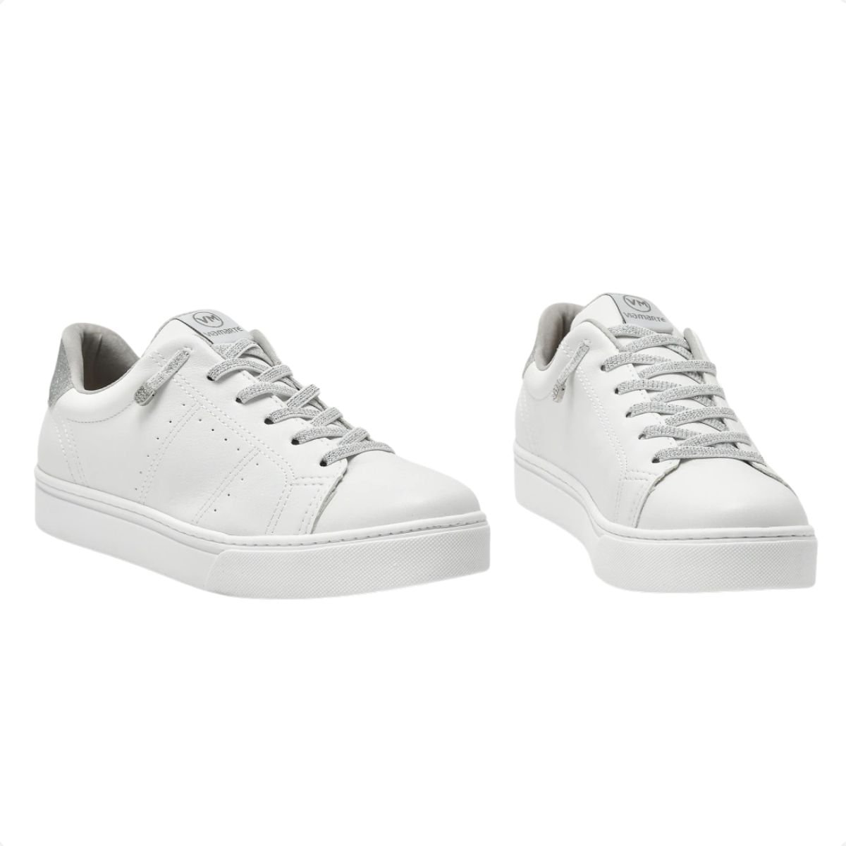 Tênis Moda Feminino Casual Via Marte Branco Branco/Prata 3