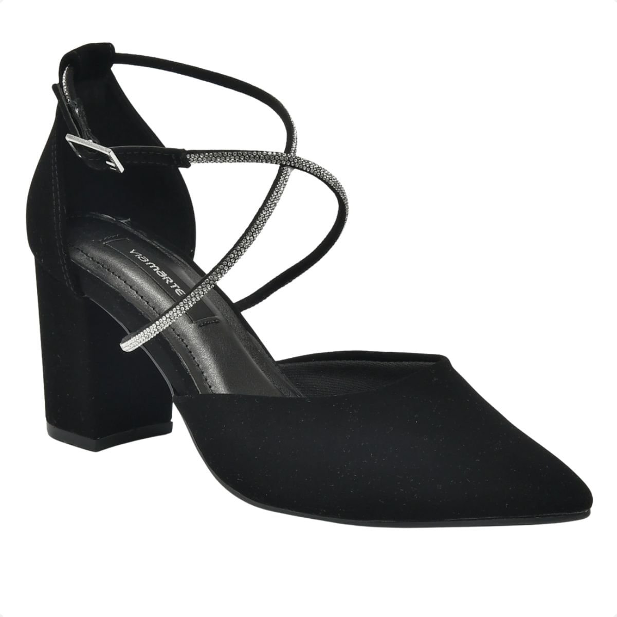Sapato Feminino Salto Médio Grosso Via Marte Preto Preto 2
