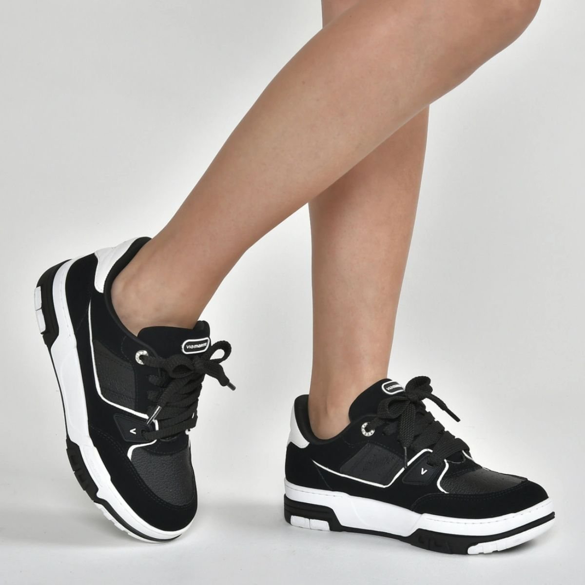 Tênis Casual Feminino Via Marte Preto E Branco Preto/Branco 6