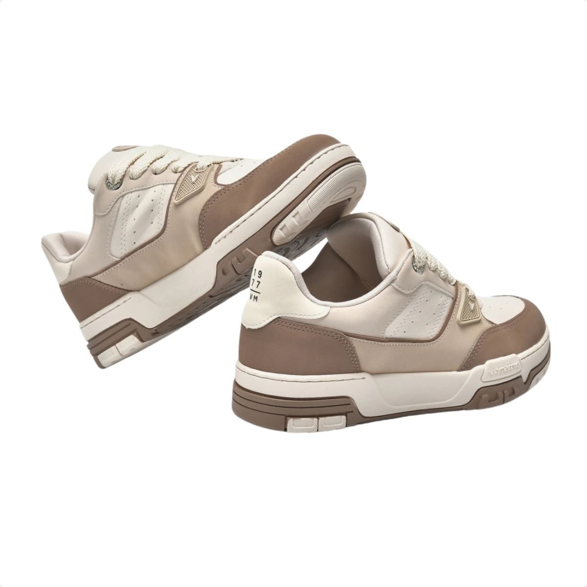Tênis Casual Feminino Bege-Marrom Claro-Off White Via Marte Bege 3