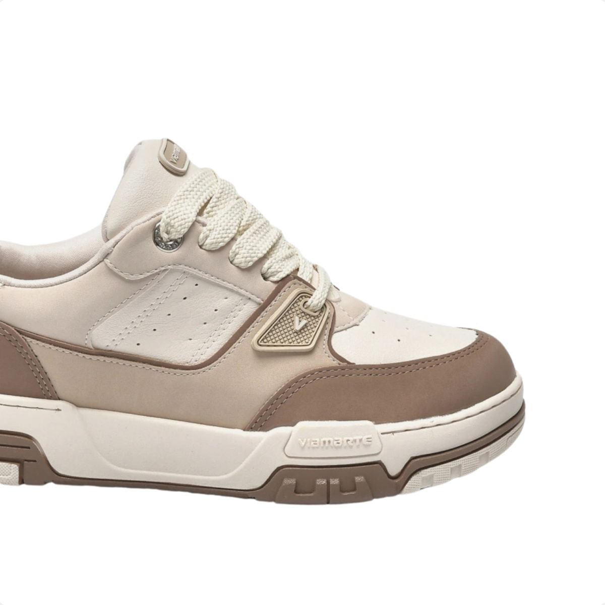 Tênis Casual Feminino Bege-Marrom Claro-Off White Via Marte Bege 4