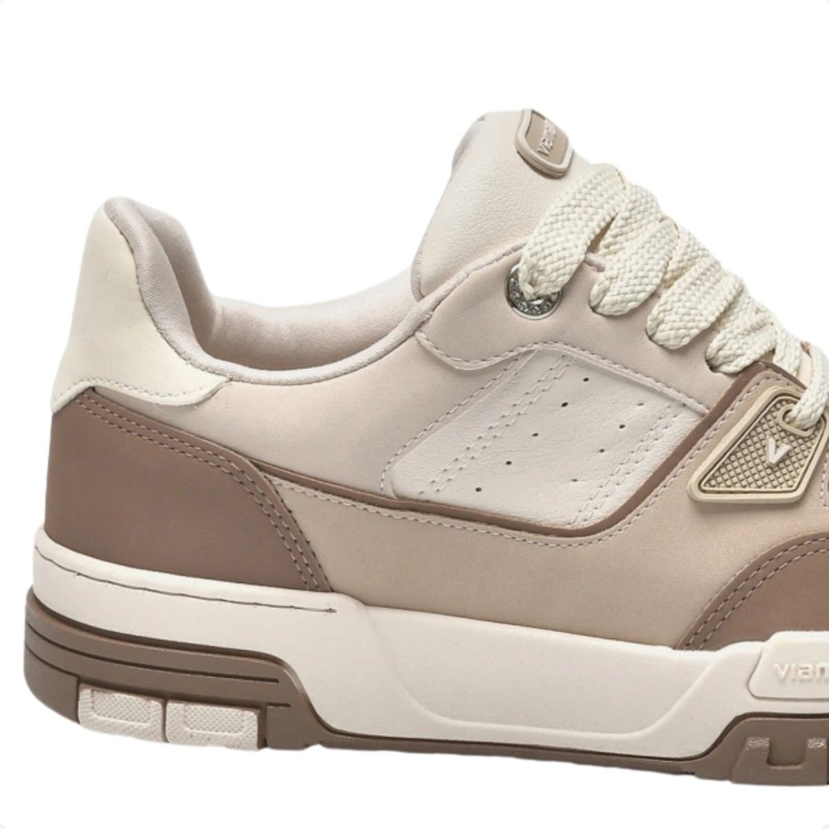 Tênis Casual Feminino Bege-Marrom Claro-Off White Via Marte Bege 5