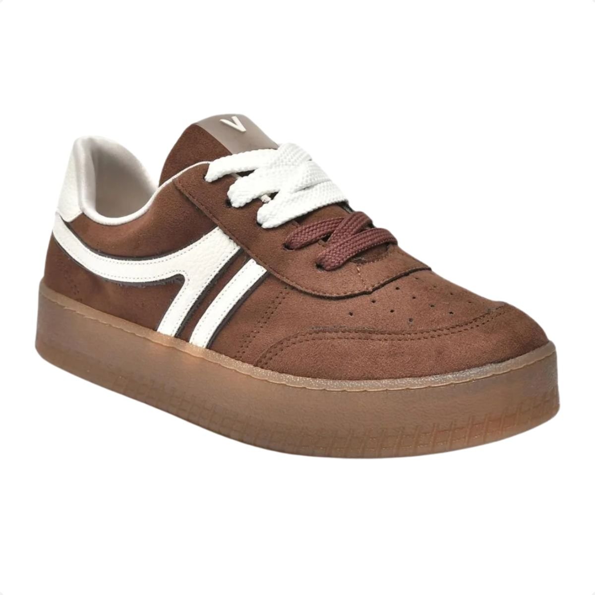Tênis Via Marte Feminino Camurça Casual Marrom Escuro Marrom 2