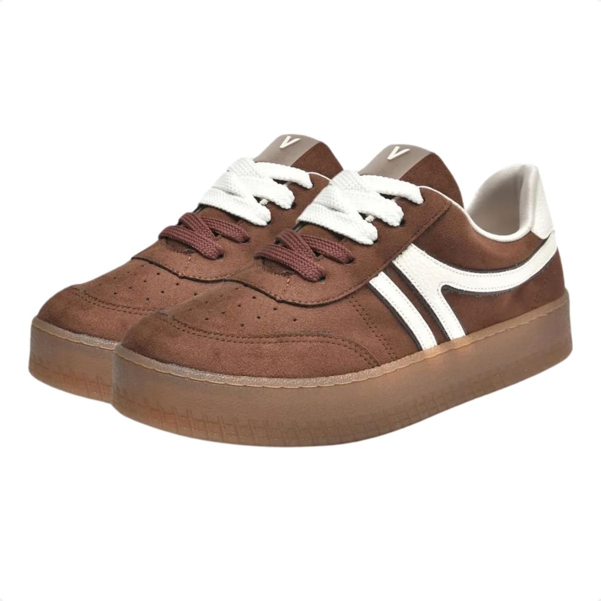 Tênis Via Marte Feminino Camurça Casual Marrom Escuro Marrom 4