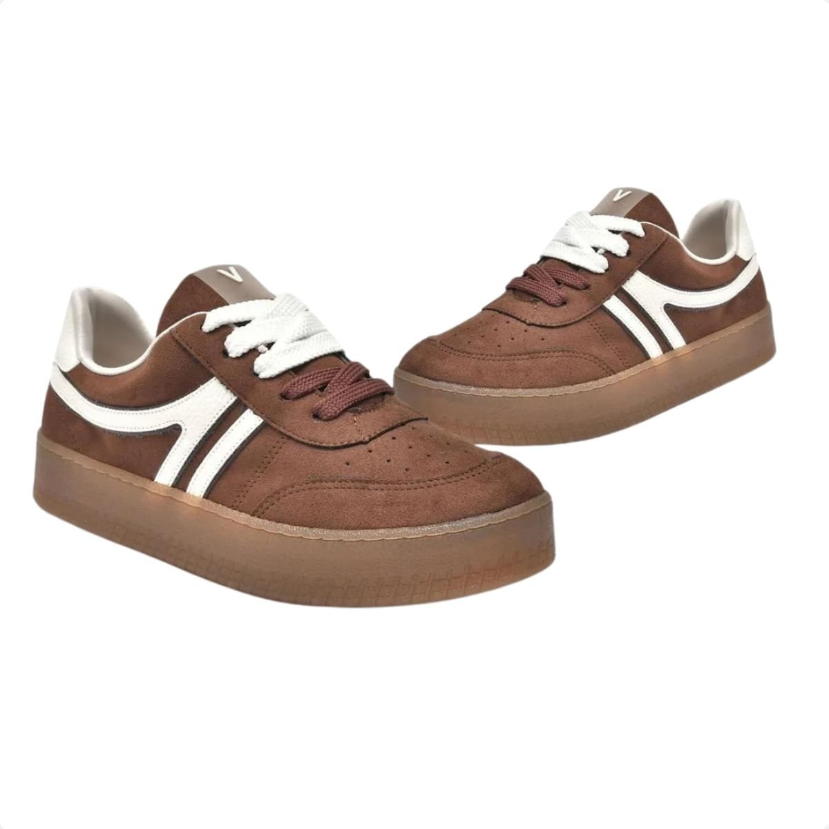 Tênis Via Marte Feminino Camurça Casual Marrom Escuro Marrom 3