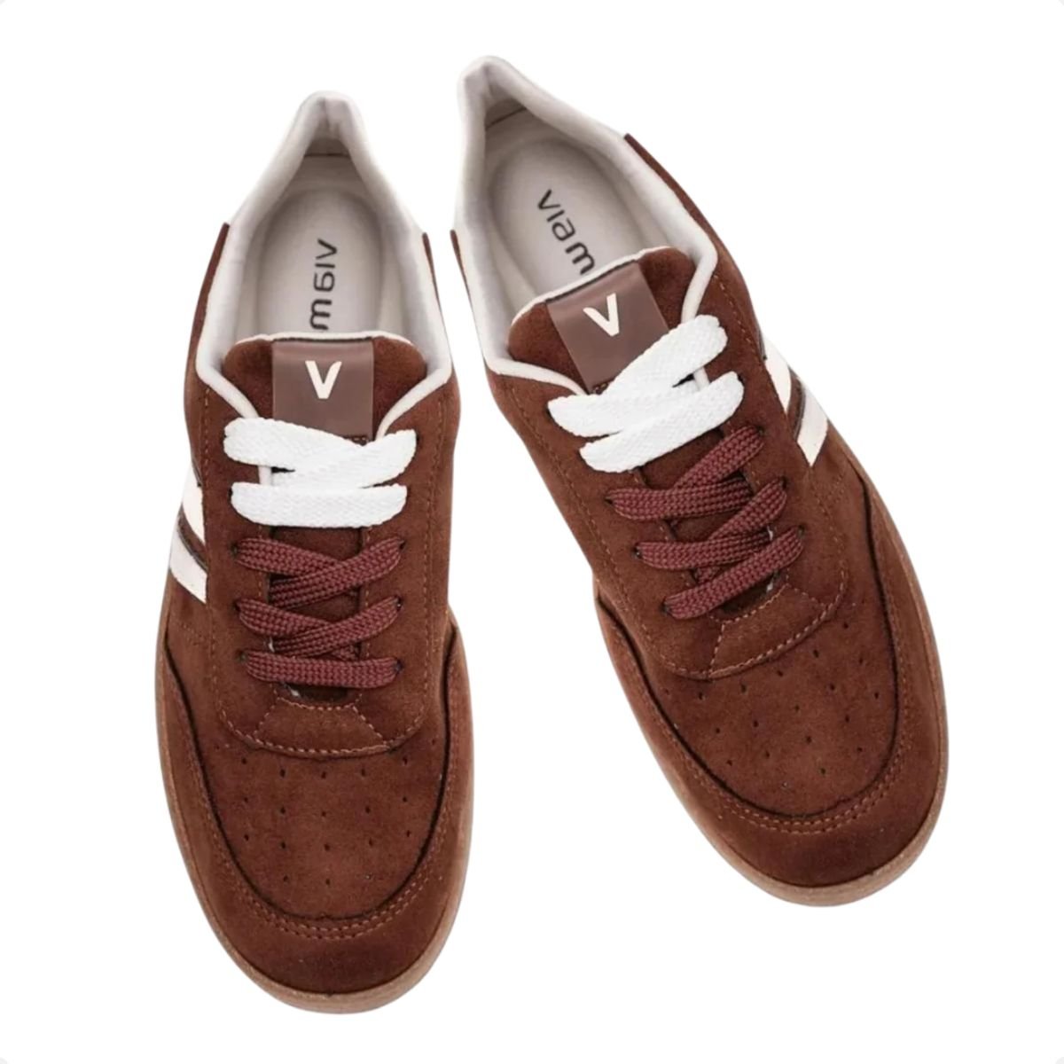 Tênis Via Marte Feminino Camurça Casual Marrom Escuro Marrom 5