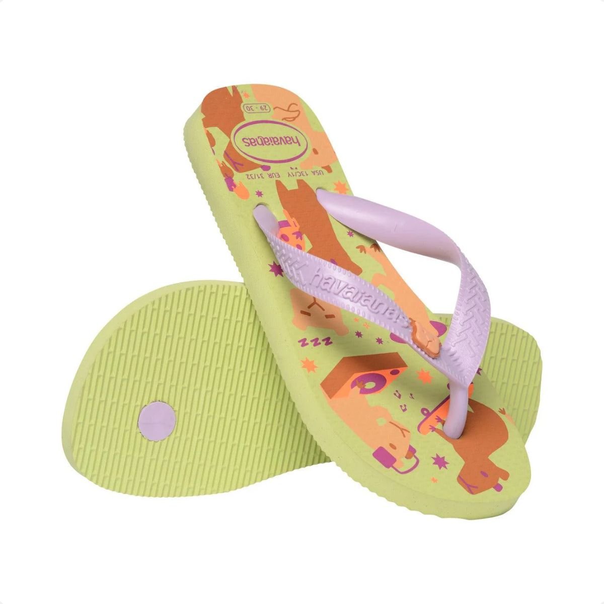 Chinelo Infantil Dedo Havaianas Kids Fantasy Verde Amarelo 4